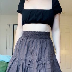 Black Cropped Going out Top With Puffy Sleeves